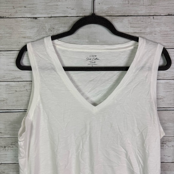 J Crew Factory Slub Cotton V Neck Tank Top white Size Large - Picture 2 of 3